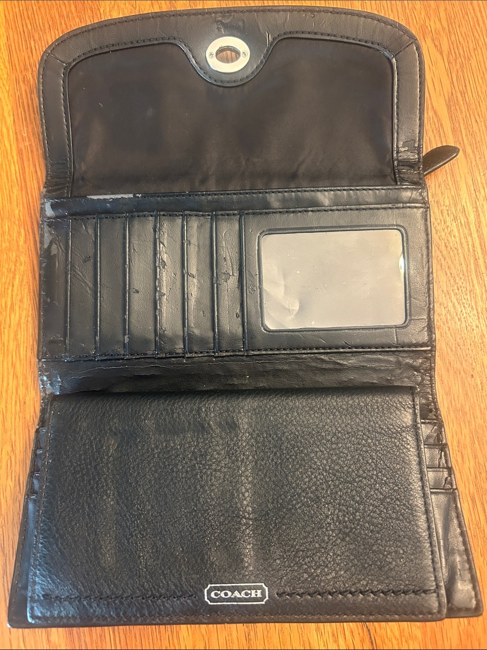 Coach Black Pebbled Leather Turnlock Wallet - Picture 2 of 7